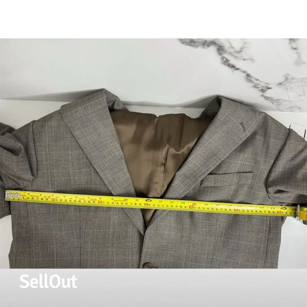 Vintage Ralph Lauren Blazer Men's Wool Plaid 44T Brown Made In Canada Career